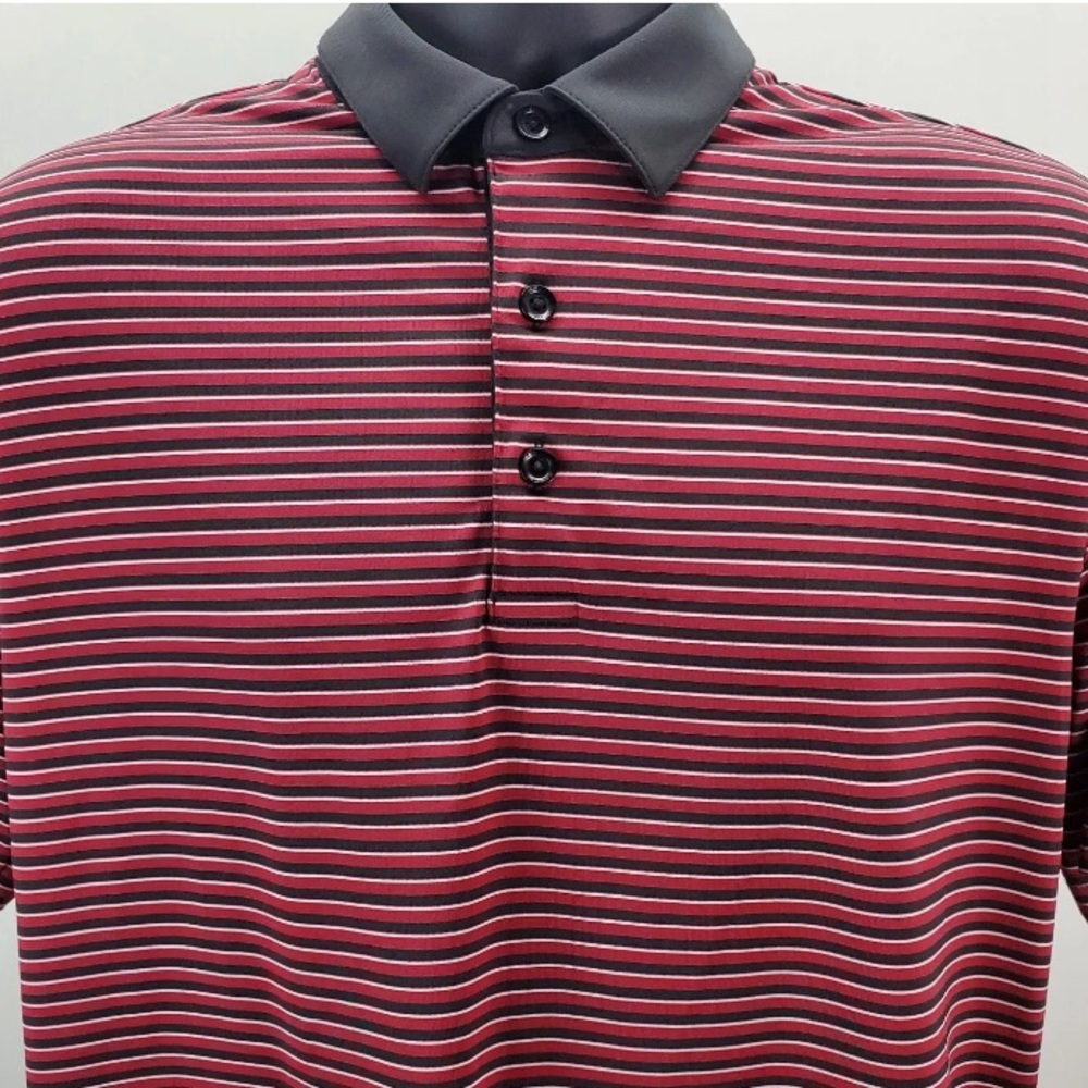 Callaway Opti Dry Men’s Medium Size Short Sleeve Golf Polo Striped Shirt Red